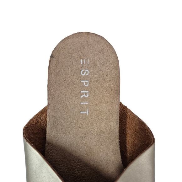 Esprit Gold Leather Criss Cross Gold Slide Sandals Women 9M NWOT - Picture 3 of 5